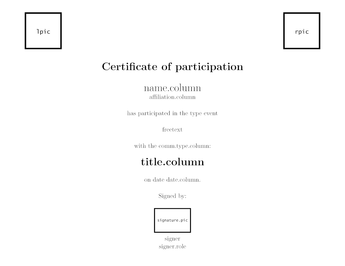 Participation certificate (blank)